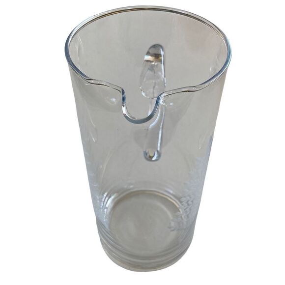 Vintage Cut Glass Fern Pattern Clear Glass 8 1/4”” Tall Pitcher - Picture 2 of 15